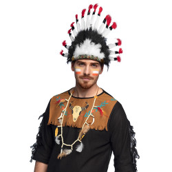 Indiánsky náhrdelník s perami a tesákmi